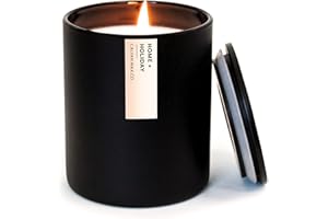 Calyan Wax Co. Home & Holiday Scented Candle - 75 Hour Burn - Luxury Non Toxic Soy Wax Candles - Long Lasting Black Tumbler Jar Candle for Home - 10.2oz