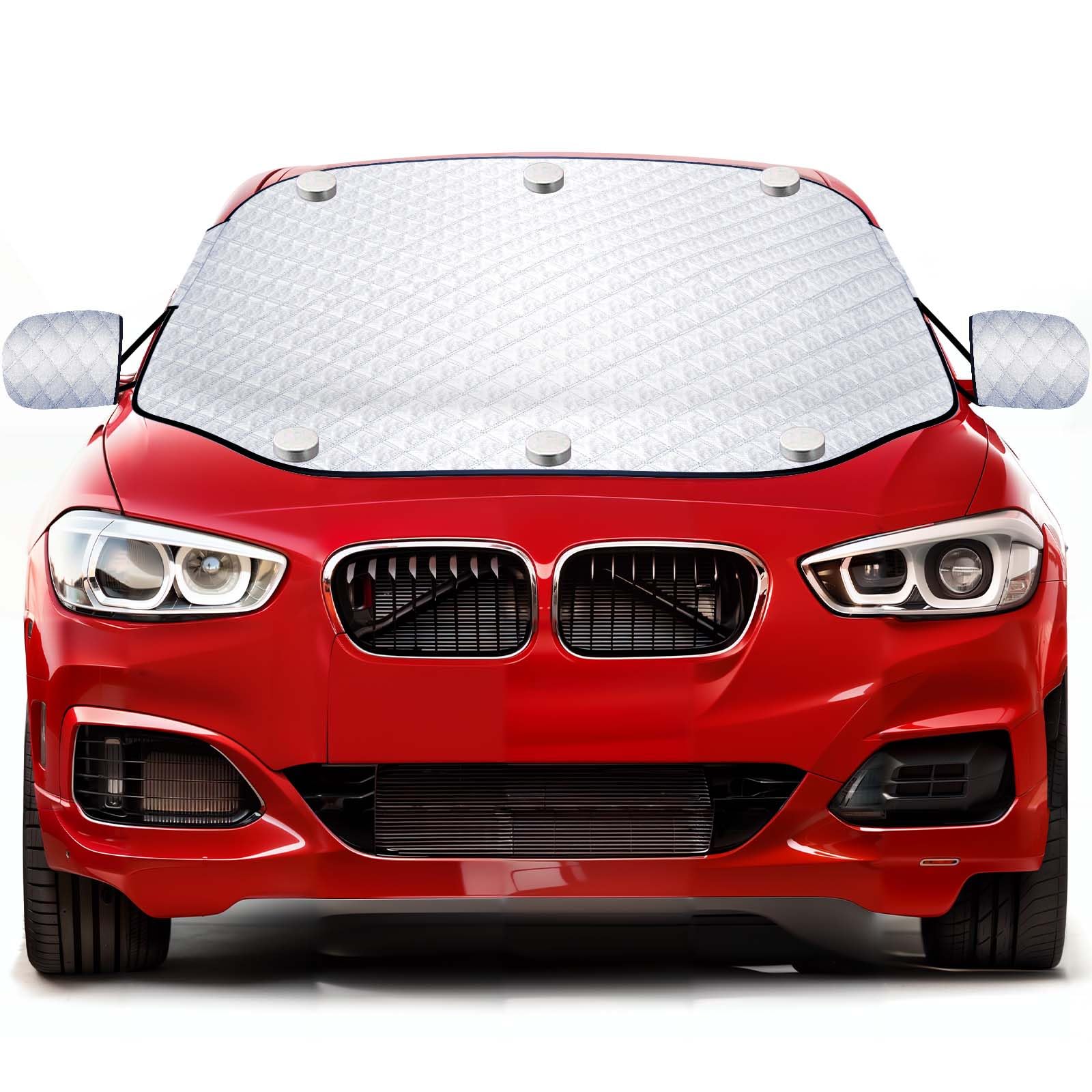Zenoplige Car Windscreen Cover For Winter, Windscreen Cover Frost with 6 Built-in Magnets, Waterproof Dustproof Sun Ice Snow Car Screen Protector Magnetic with Two Mirror Covers(153 ×127cm)