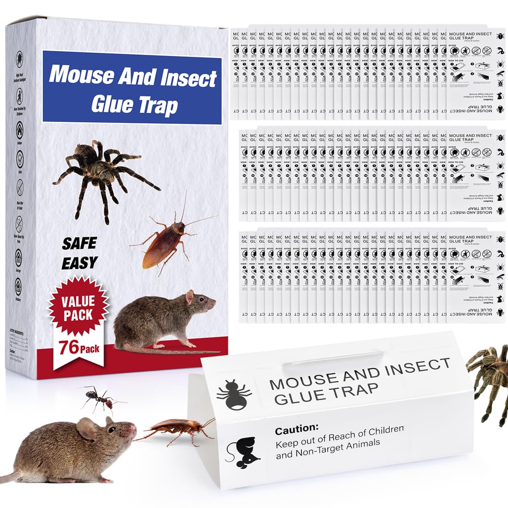 Photo 1 of 38Pack Mouse & Insect Traps Indoor for Home, Glue Traps for Mice Roach Ant Snake Rats Rodents, Sticky Pest Control Adhesive Tray for Catching Bugs, Sesame Oil Scent Non Toxic Pre-Baited Glue Boards