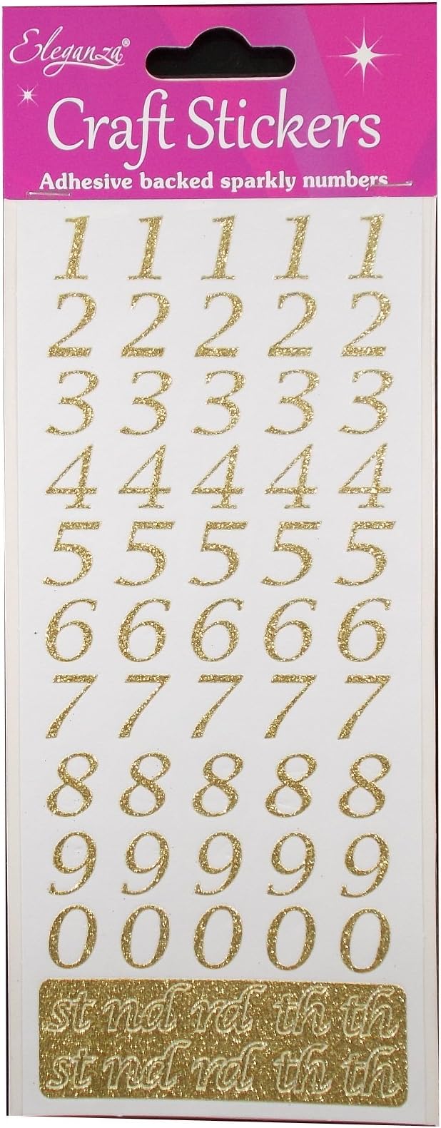 Oaktree Crafts Eleganza Stylised Number Set, Gold Number 65, 16.5 x 7.6 x 0.2 cm