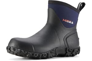 HISEA Men's Rubber Boots Ankle Rain Boots Waterproof Outdoor Mud Bootie for Lawn and Garden