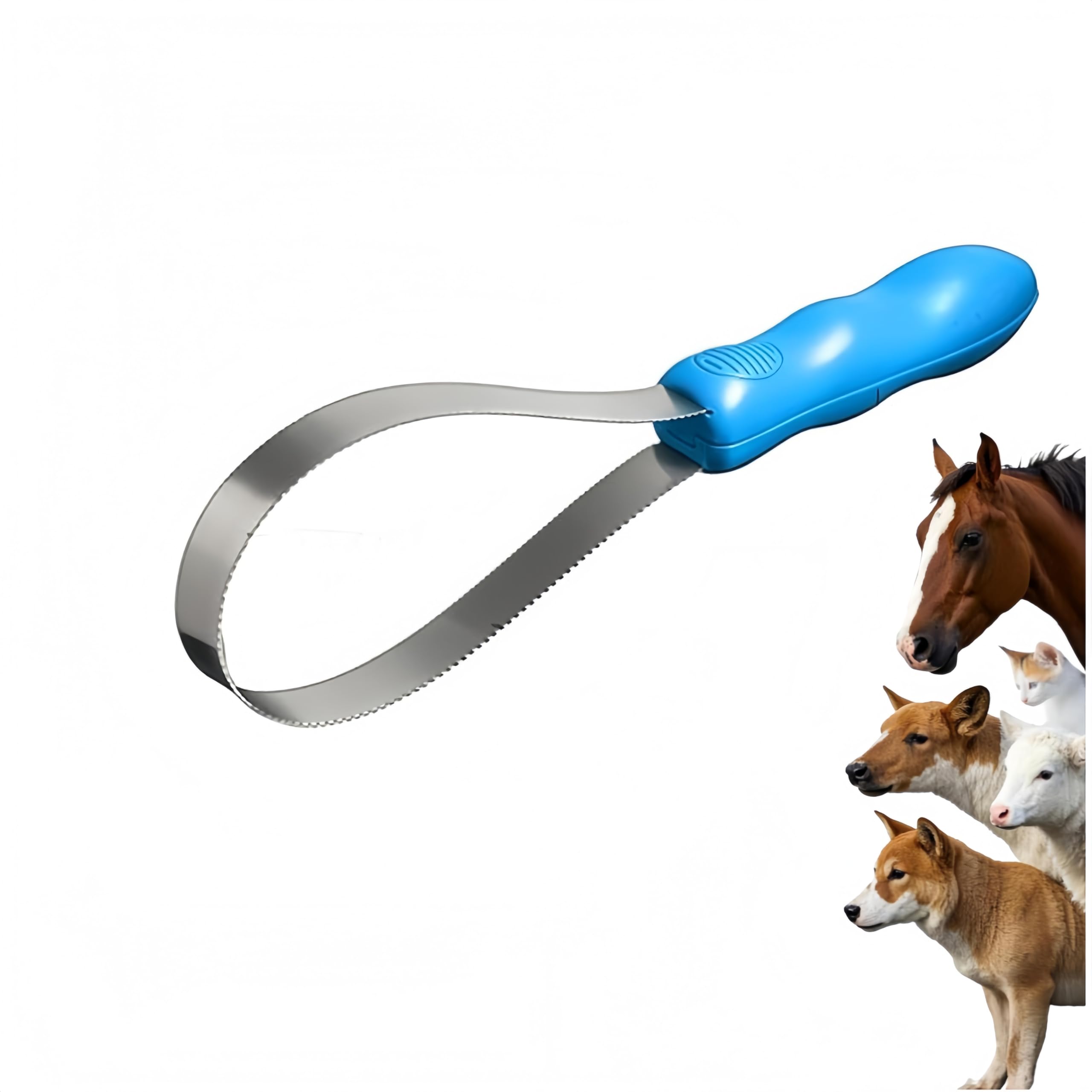 Shedding Blade Dog-Dual-Sided Stainless Steel Grooming Comb,Pets Grooming Tool, Dog Deshedding Loop Brush, Shedding Blade, Dual Sided Stainless for All Breeds & Coats Horse Cat(Blue) Loopunk