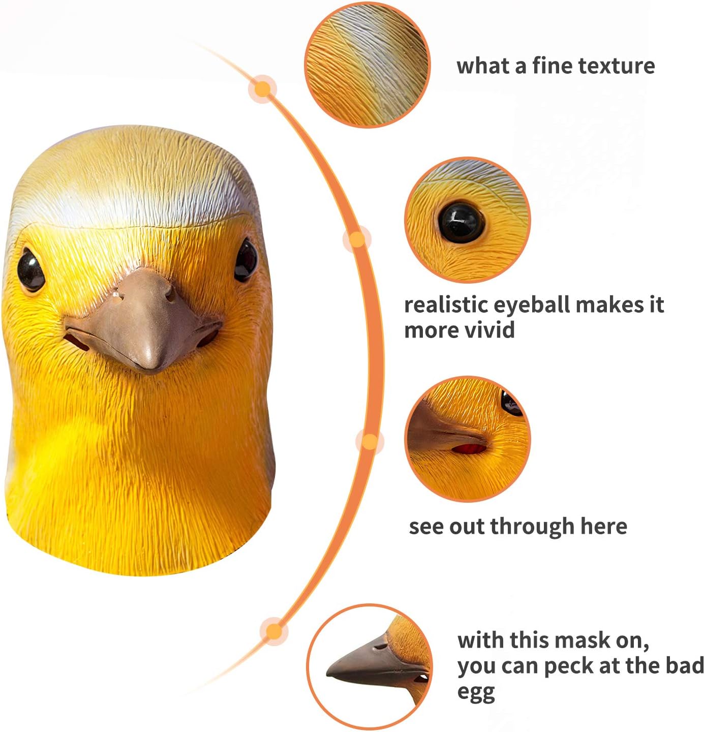 PartyCostume - Robin Bird Mask - Halloween Latex Animal Bird Mask - Image 4
