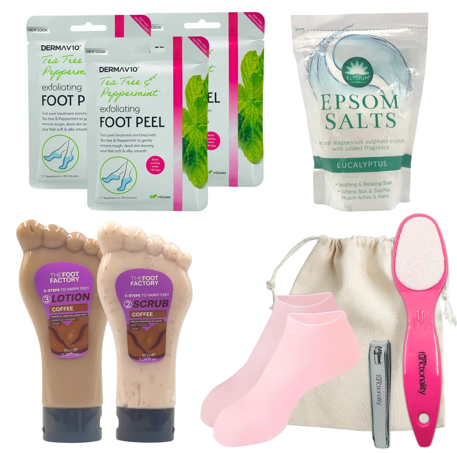 Ultimate Foot Care Kit with Exfoliating Foot Mask, Foot Peel Mask, Foot Spa Essentials & Beauty Tools for Smooth Feet (Coffee, One Size)