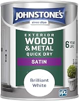 Johnstone's Quick Dry Satin Brilliant White Exterior Wood & Metal 750ml view 1