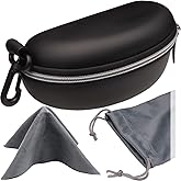 MyEyeglassCase Sports Sunglasses Case and Slim wallet Semi hard large glasses case w/belt clip soft pouch & cloth