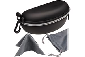 MyEyeglassCase Sports Sunglasses Case and Slim wallet Semi hard large glasses case w/belt clip soft pouch & cloth