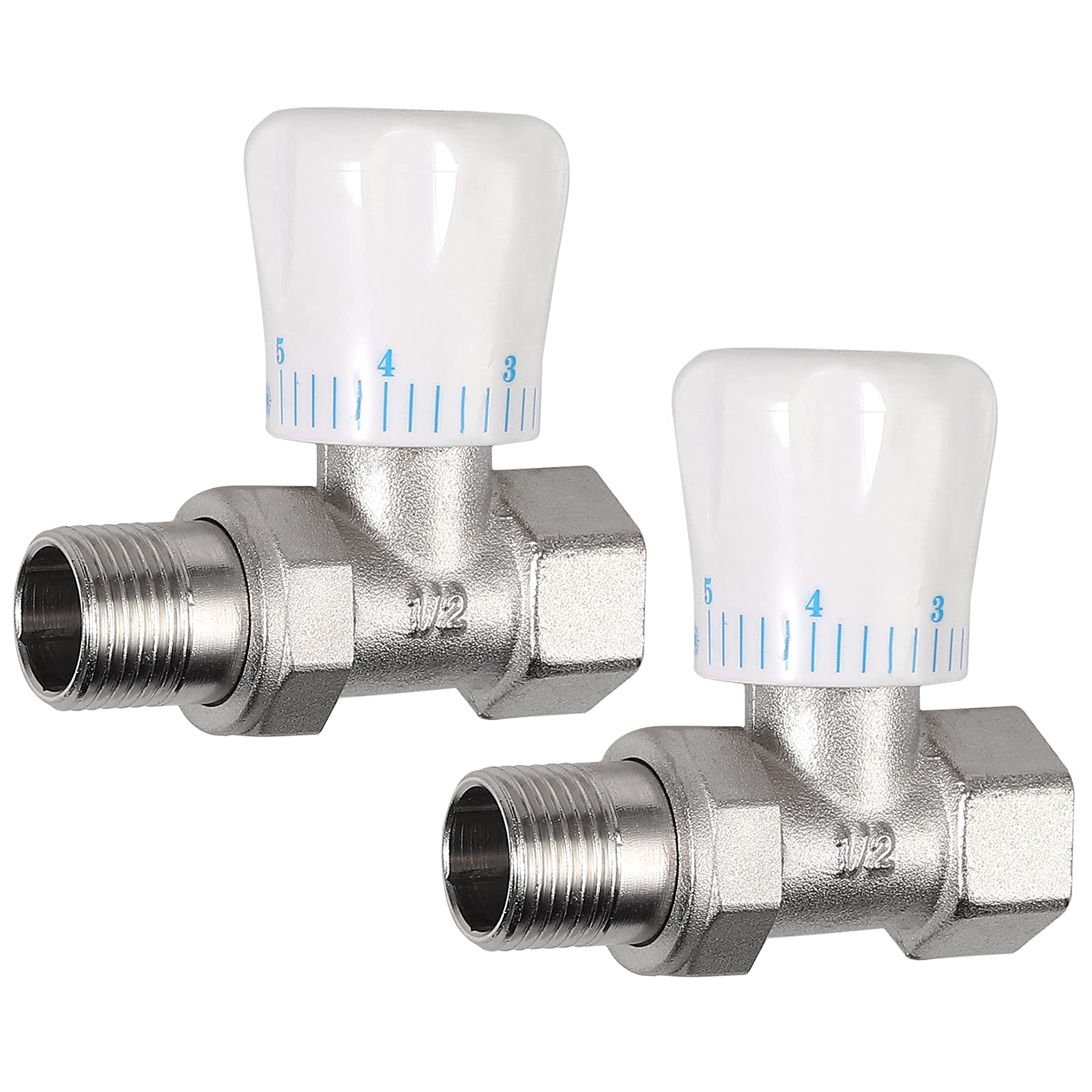 HOMGEN 15mm x 1/2 "Constant Temperature Radiator Valve Rust-Resistant and Chrome-Plated Brass Angled Radiator Valve (2 pcs)