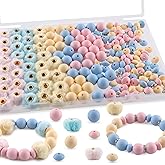 Kovict 201Pcs 12mm 15mm Yellow Blue Silicone Beads for Keychain Making, Fluffy Fuzzy Pom Pom Beads Plush Fur Covered Ball Rondelle Rhinestone Spacer 10mm for Pens