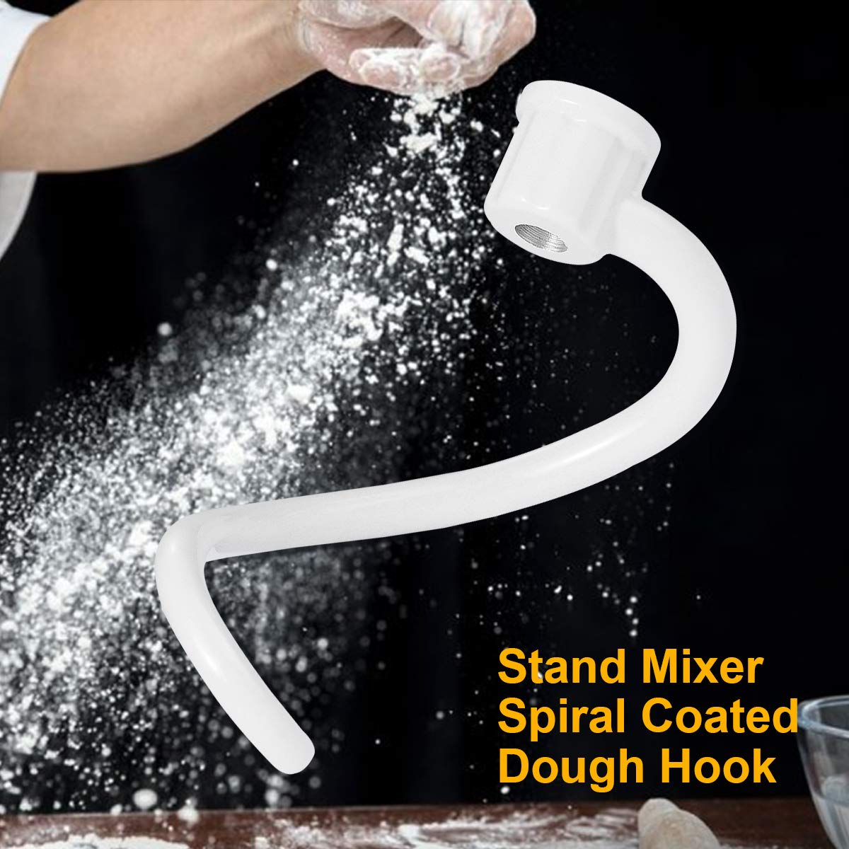 Coated Dough Hook Attachments for Kitchenaid Stand Mixer Bowl-Lift, Spiral Coated Metal Dough Hooks Fits Models KV25G0X, KV25G8X, KV25H0X, KP26M1X, KP26M8X, KL26M8X