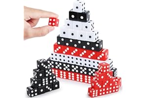 50 Pieces Dice Set 16mm Standard Game Dices with Black White Red Acrylic 6 Sided Colored Bulk Casino Dice for Casino Theme Pa