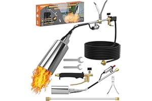 WELLUCK Propane Torch Weed Burner, Weed Torch 340,000 BTU Weeder Torch with CGA 510 11.5FT Hose, Heavy Duty Blow Torch with Self Igniter for Weeding, Barbecue, Asphalt, Snow Melting