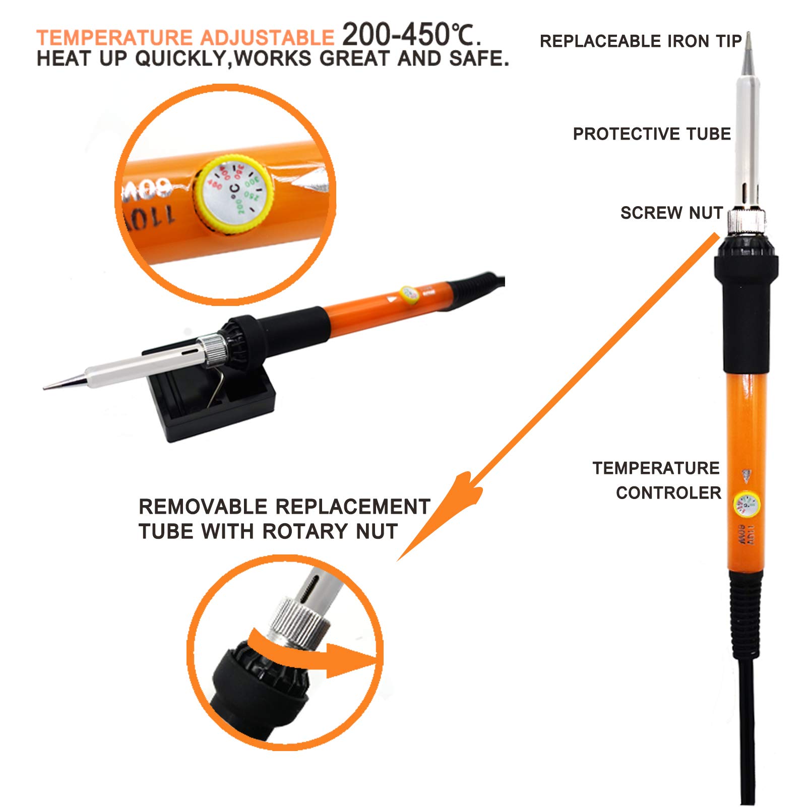 Wood Burning Kit, 110 Pieces Wood Burning Tool with Adjustable Temperature 200-420°C, Professional Wood Burner Pen for Embossing Carving Soldering