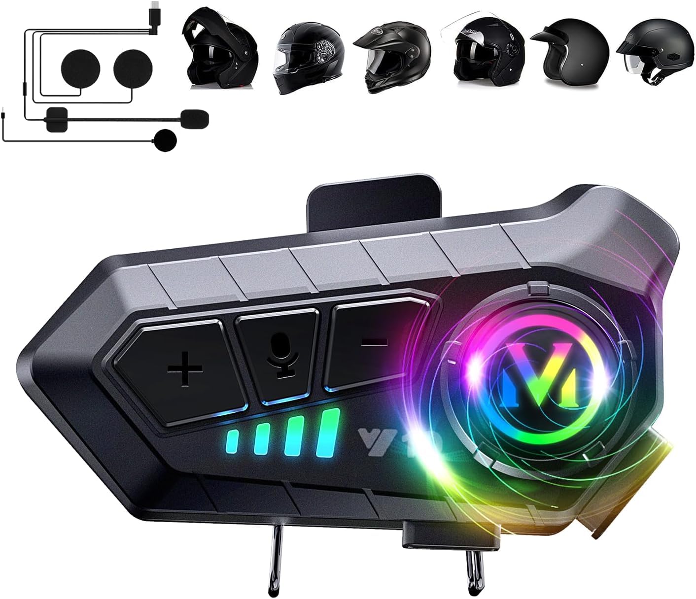 JJXCYH Motorcycle Helmet Speakers, Motorcycle helmet bluetooth Music Sharing Double Noise Cancellation Helmet Headphone Strong Bass/IPX6 Waterproof Headphone Speakers Compatible All Helmets 1000mAh