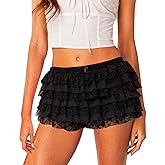 IYOWEL Women Ruffle Shorts Lolita Bloomers Cute Lace Pumpkin Pants Sexy Boyshorts Layered Bottoms Y2k Sweet Pettipants