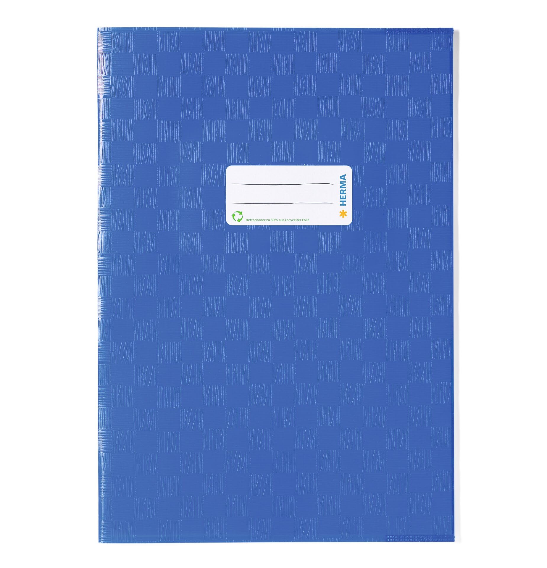 HERMA 7443 Notebook Covers A4 Raffia Blue, Pack of 25, Book Covers with Label & Raffia Structure Made of Durable & Wipe-Clean Polypropylene Film, Notebook Cover Set for School Notebooks, Coloured