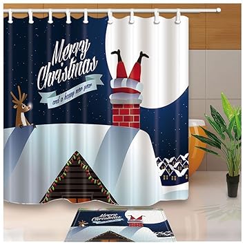 Amazon Com Hisoho Merry Christmas Shower Curtains Reindeer See