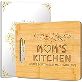 Gifts for Mom Engraved Bamboo Cutting Board Mom Unique Christmas Birthday Gift from Daughter Son - Everything Is Better in Mom's Kitchen, Mothers Day Gift