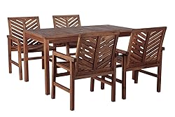 Walker Edison 4 Person Outdoor Wood Chevron Patio