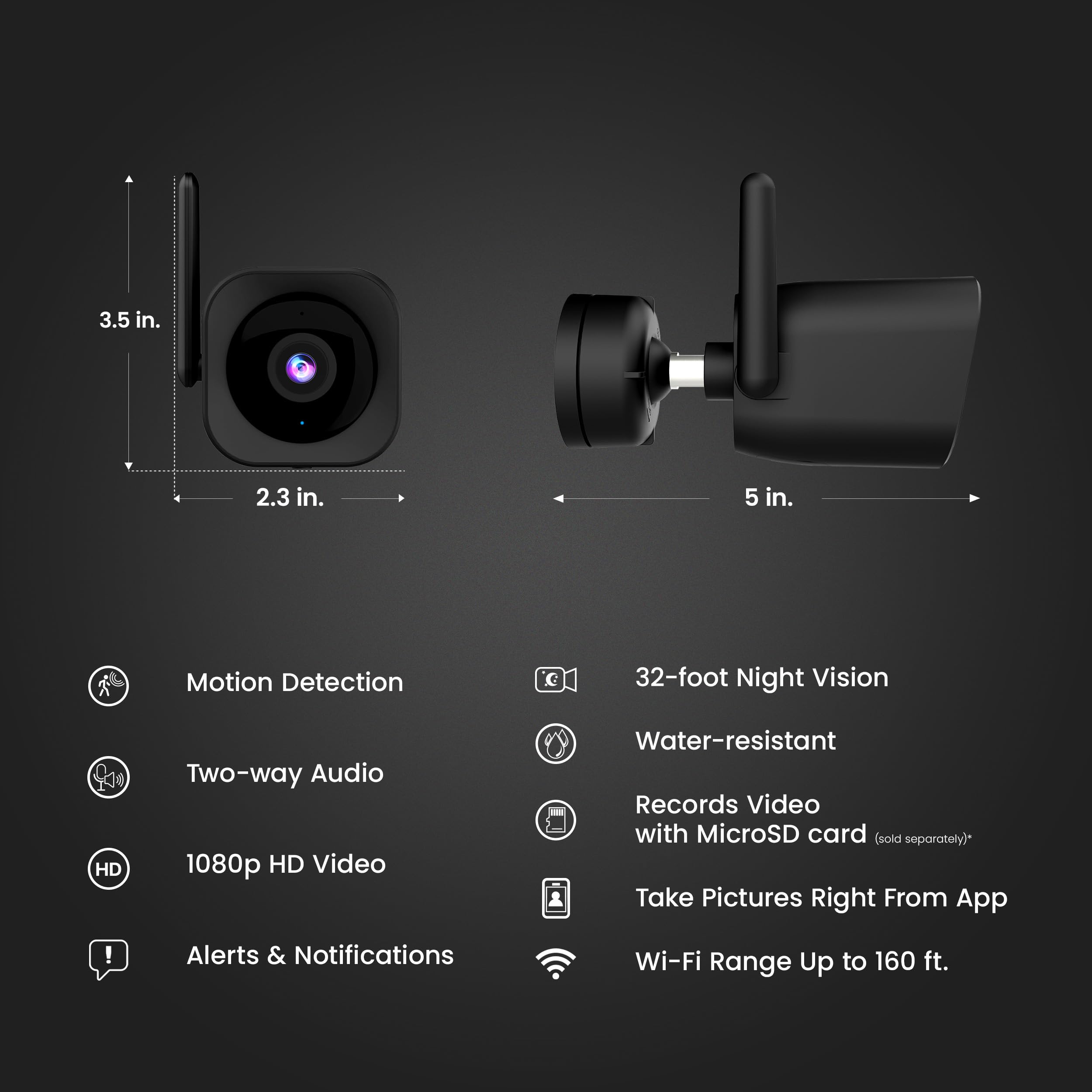 Feit Electric CAM/WM/WiFi 1080p HD Outdoor WiFi Smart Home Security Camera with Night Vision - View 2