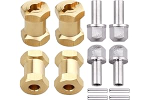 GoHobby RC Hex Hub 12mm Brass Wheels Hex Hubs Extension Hex Drive Adapter Spacers for 1/10 RC Crawler Axial SCX10 90046 D90, 4-Pack (18mm)