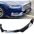 MUCO 3pcs Front Bumper Lip Spoiler Kit Compatible with Infiniti Q60 2017 18 19 20 21 2022 23 Gloss Black Cover Guard Protection Conversion Front Lips