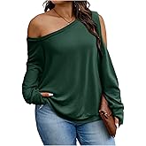 WDIRARA Women's Plus Size Off the Shoulder Sweatshirt Cut Out Long Sleeve Pullover Tops