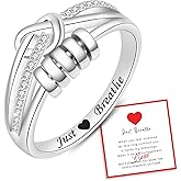 BEILIN Anxiety Ring for Women Sterling Silver Just Breathe Fidget Rings Rotating Beads Stress Relief Jewelry Heartfelt Gifts for Women