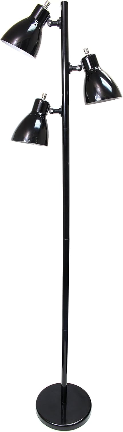Simple Designs Home LF2007-BLK Simple Designs, Black Metal 3-Light Tree Floor Lamp, Finish - - 