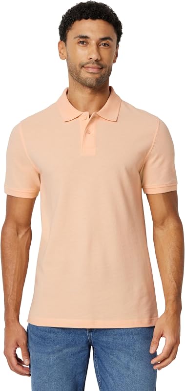 Polo de Algodão Piqué Slim Fit Masculino, Pêssego Pálido, M