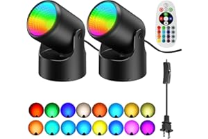 Unirence LED Spot Lights RGB Warm White and Brightness Adjustable 8W Indoor Accent Uplights Remote Control Floor Desktop Spot