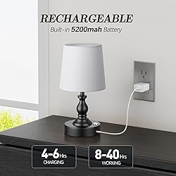 PARTPHONER Mini Cordless LED Table Lamp, 5200mAh