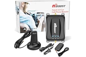 HiBoost Vehicle Cell Phone Signal Booster| 5G 4G LTE | Boosts for All U.S. Carriers Verizon AT&T T-Mobile US Cellular | Magnetic Roof Antenna | Signal Booster for Car SUV Van Pickup FCC Approved
