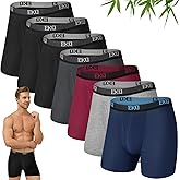 EKQ Mens Underwear Breathable Boxer Briefs 7 Pack Bamboo Rayon Boxers for Men Soft Stretchy Men's Underwear with Fly