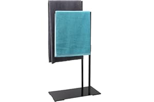 PSUTBPAT AIQII Towel Rack Standing Double L Shape Bath Towel Sheet Holder Design Base for Bathroom Floor Towel Rack Standing Next to Tub or Shower Towel Holder Stand