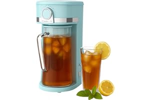 Studio 54 Retro Iced Tea Maker with Infuser, 3QT Glass Pitcher Electric Tea and Coffee Brewer, Adjustable Strength Cold Brew Maker for Iced Coffee, Iced Lattes, Sweet Tea & Fruit Infusions