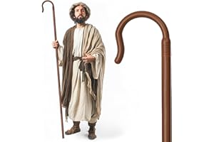 Gagift World Adjustable Shepherd Staff,63IN Brown Plastic Crook Cane for Shepherd Costume,Wizard Staff for Nativity and Halloween Cosplay Prop Accessory