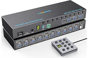 10 Port 8 Port HDMI KVM Switch 4K@60Hz EDID Simulation, USB3.0 KVM Switch HDMI for 10 Computers Share 1 Monitor and 4 USB Dev
