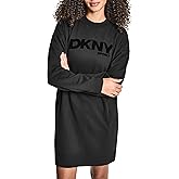 DKNY Womens Long Sleeve High Neck Flocked Logo Fleece Sneaker Dress