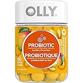 OLLY Probiotic Supplement Mango Chewable Gummy to support gut health with Tropical Mango and other natural flavours 50 gummie