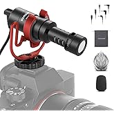 NEEWER Plug & Play Vlog Microphone for Camera, 20-20KHz Mini Supercardioid Mic Compatible with Sony Canon Nikon iPhone Samsung Android Tablet Mac with 3.5mm TRS USB C OTG Shock Mount Windscreen, VM10