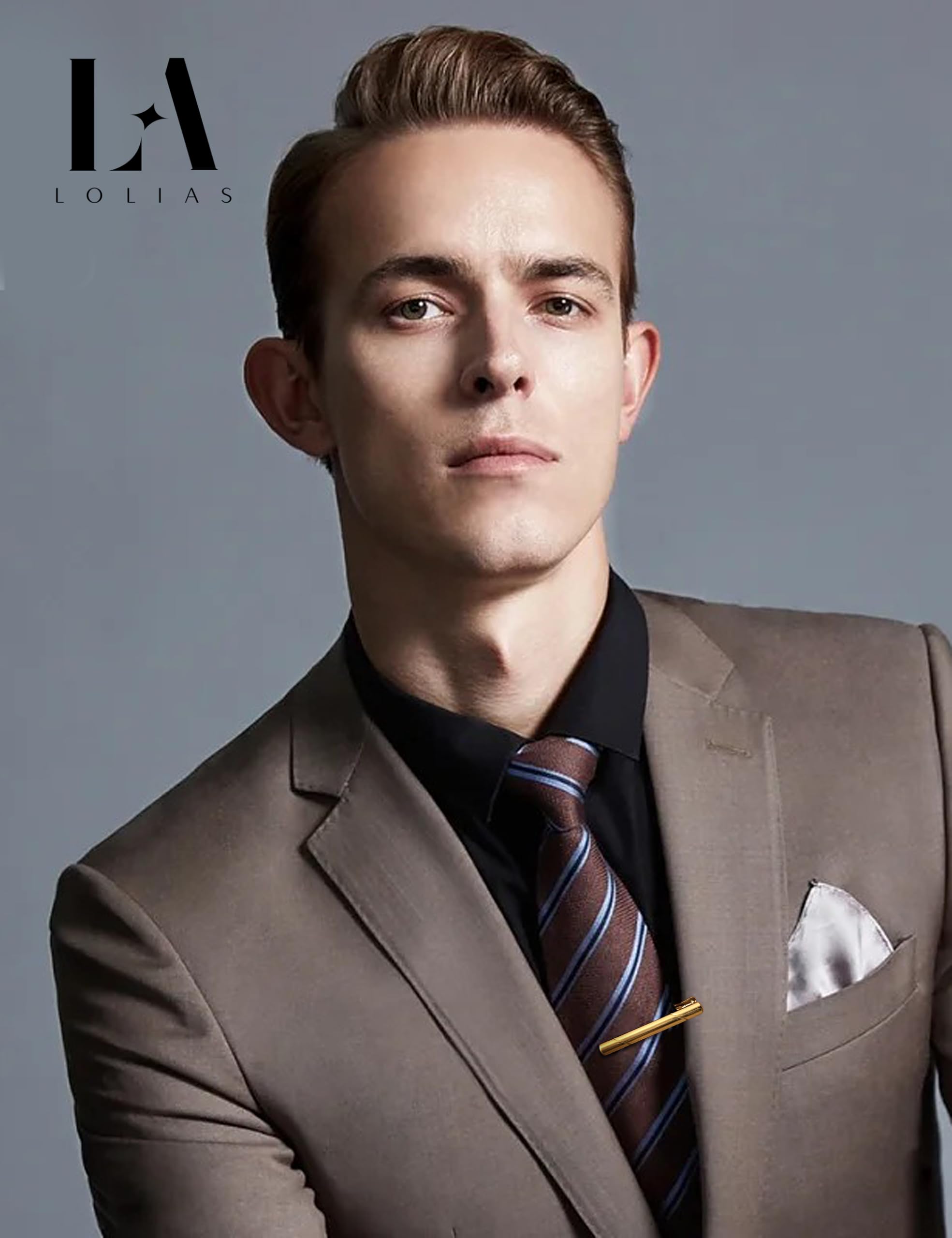 LOLIAS 12Pcs Tie Clips for Men Silver Black 14K Gold Plated Tie Bar for Regular Ties Classic Tie Clasps Necktie Wedding Meeting Business Clips with Gift Box