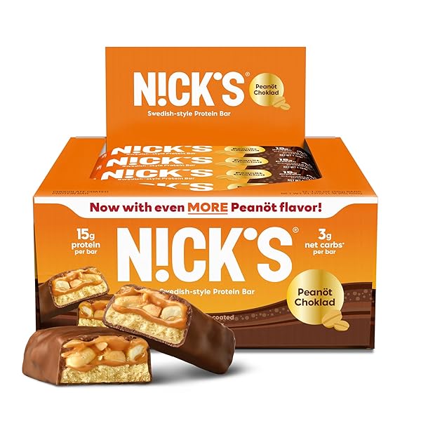NICKS PROTEIN BARS CHOCOLATE PEANUT | 15G PROTEIN | 200 CALORIES | LOW CARB KETO FRIENDLY SNACKS NO ADDED SUGAR (MULTIPACK 12 BARS X 50G)