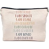IWXYI Positive Sayings i Am Kind Cosmetic Bag For Women,Mental Health Affirmations Women's Makeup Bag Case Bags Zipper Pouch Travel Toiletry Gifts For Women Teenage Girls
