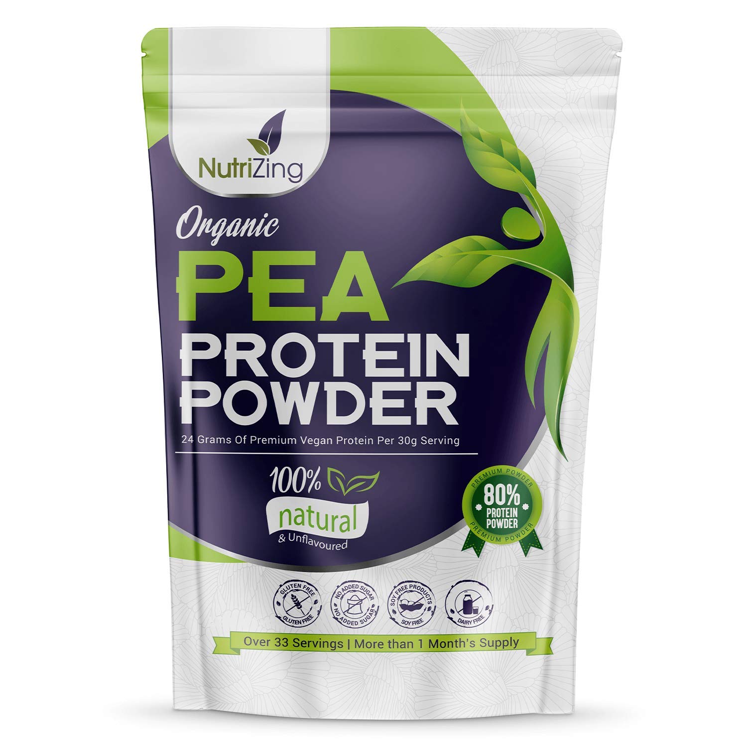 Organic & Vegan Pea Protein Powder by NutriZing Pure, Natural