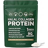 Halal Collagen Protein Powder - Pure Halal Collagen Peptides Grass Fed Organic Hydrolyzed Powder, Skin Glows | Joints Support | Gut Support, Non GMO, Sugar Free, Unflavoured, 30 Servings