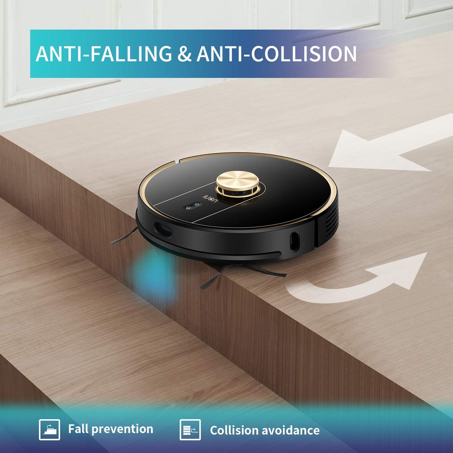 Robot Vacuum Cleaner Uoni V980Plus - 2700Pa Strong Suction Slim Design Robotic Vacuum Multiple Cleaning Modes Self-Charging Robotic Vacuum Cleaner with 5200mAh for Pet Hair, Hard Floor and Carpets -