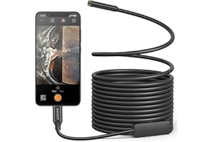 Anykit Type-C Endoscope Camera with Light, 1080P HD Borescope with 8 Adjustable LED Lights, Inspection Camera with Semi-Rigid Cable, IP67 Waterproof Home Use Snake Cam for Phone & Tablet (16.5ft)
