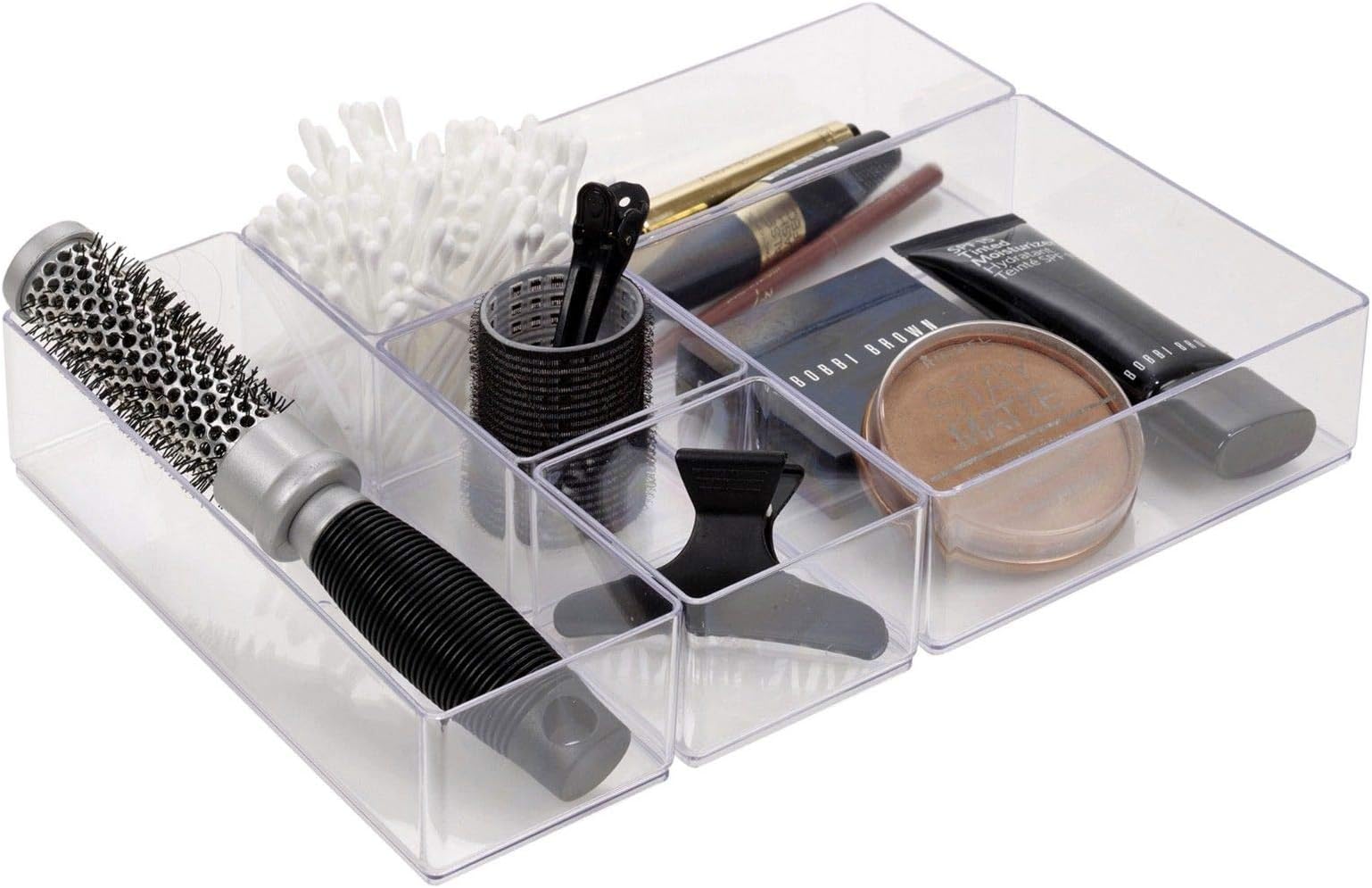 Guilty Gadgets 6pc Acrylic Drawer Organiser Compartments Clear Make Up Brushes Draw Jewellery For your drawer cupboard tidy and ideal as a Gift