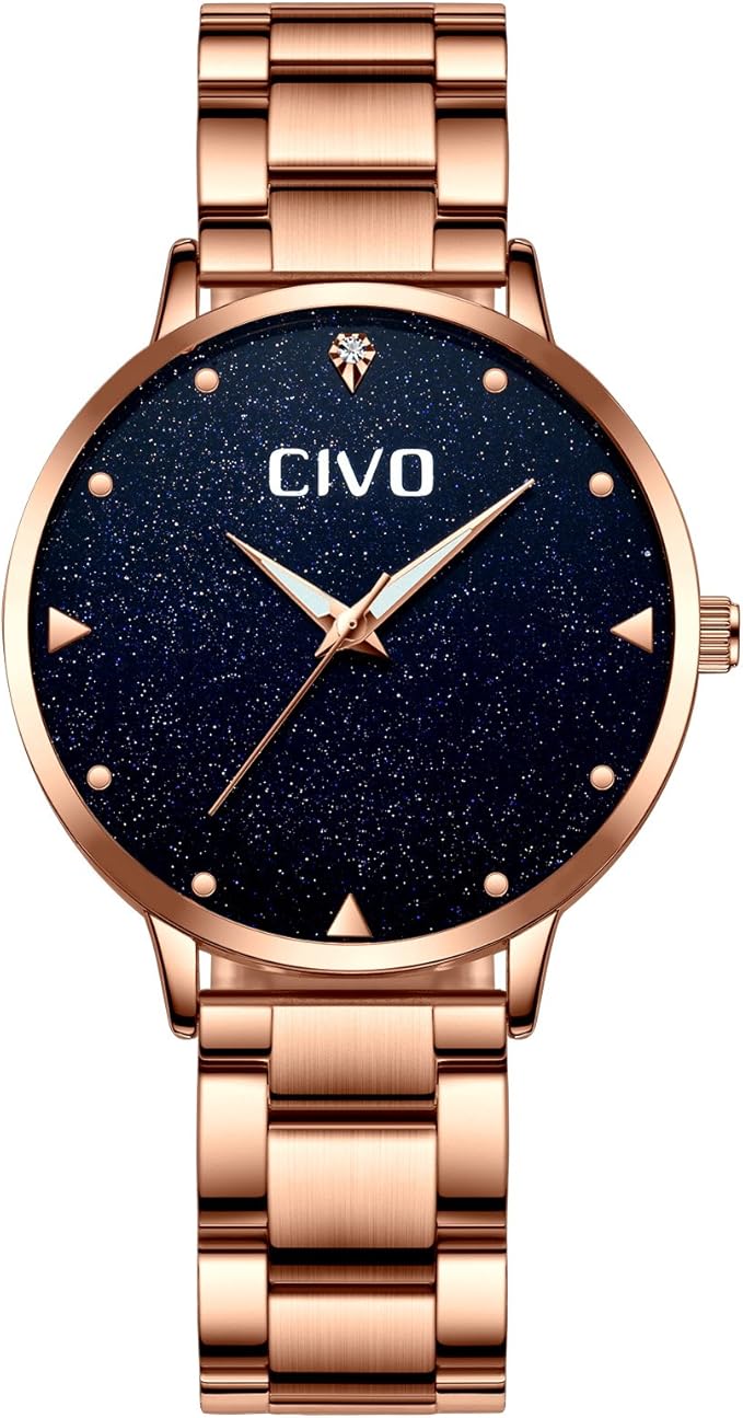 CIVO Montres Femme Imperméable Montre en Acier Inoxydable Or Rosé